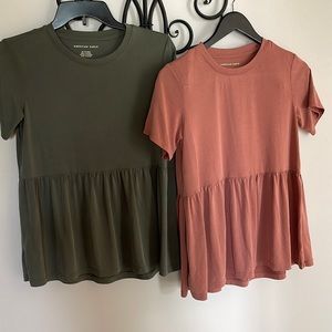 flowy t-shirt green and mauve